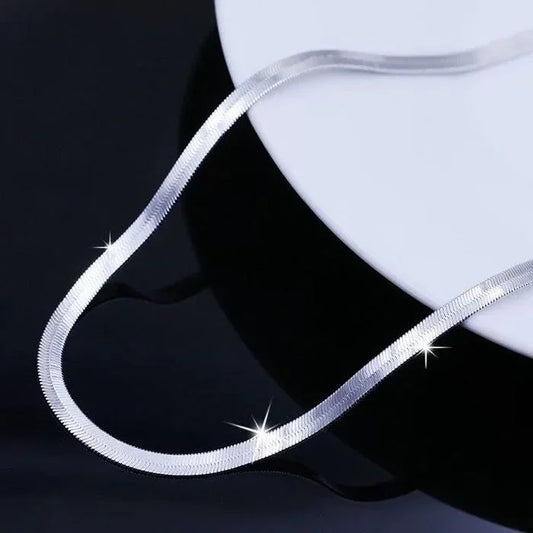 925 Sterling Silver 4MM Blade Chain Necklace Jewelry