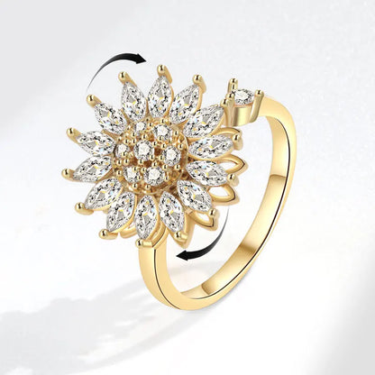 DANA 925 Silver Sunflower Diamond Zircon Ring