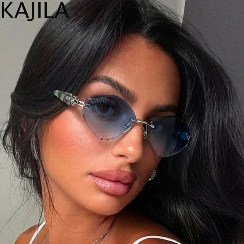 Small Frame Hexagon Rimless Sunglasses