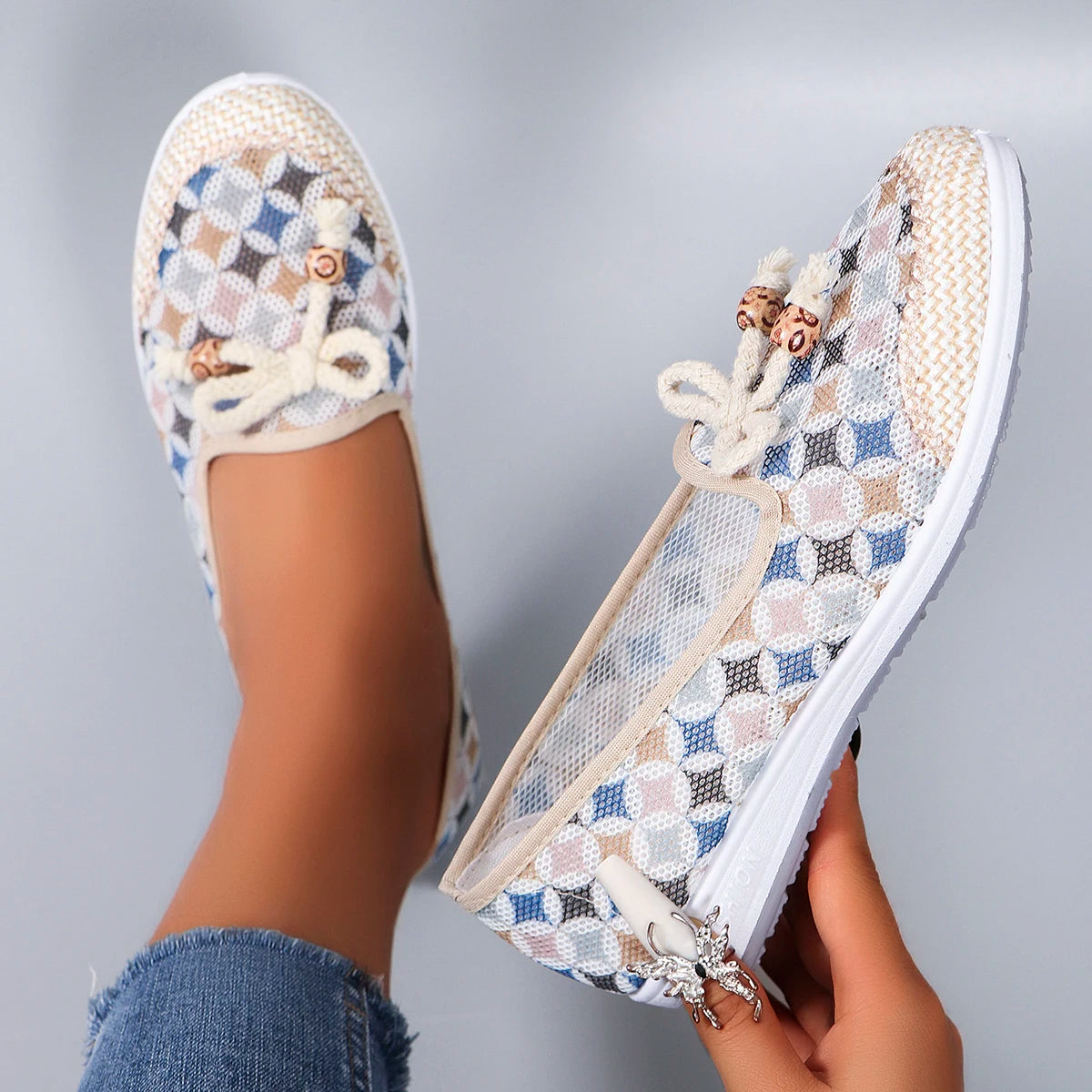 Mesh flat casual sneakers shoes