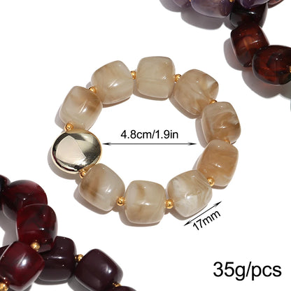 Colorful Acrylic Square Beads Elastic Bracelets