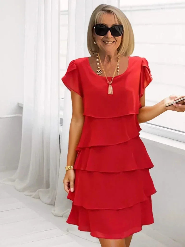 Short Sleeve Casual Multi-Layered Mini Dress