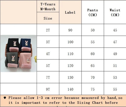 Cartoon Rabbit Cashmere-Style Leggings Baby Girl Pants