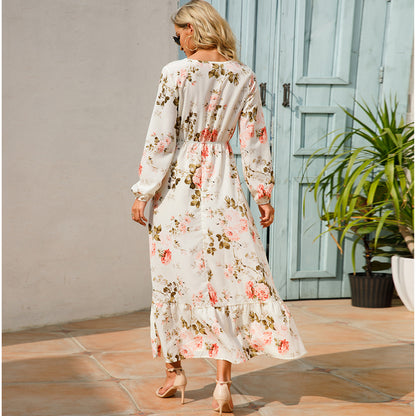 Maxi Bohemian Full Sleeve High Waist Chiffon Long Dress