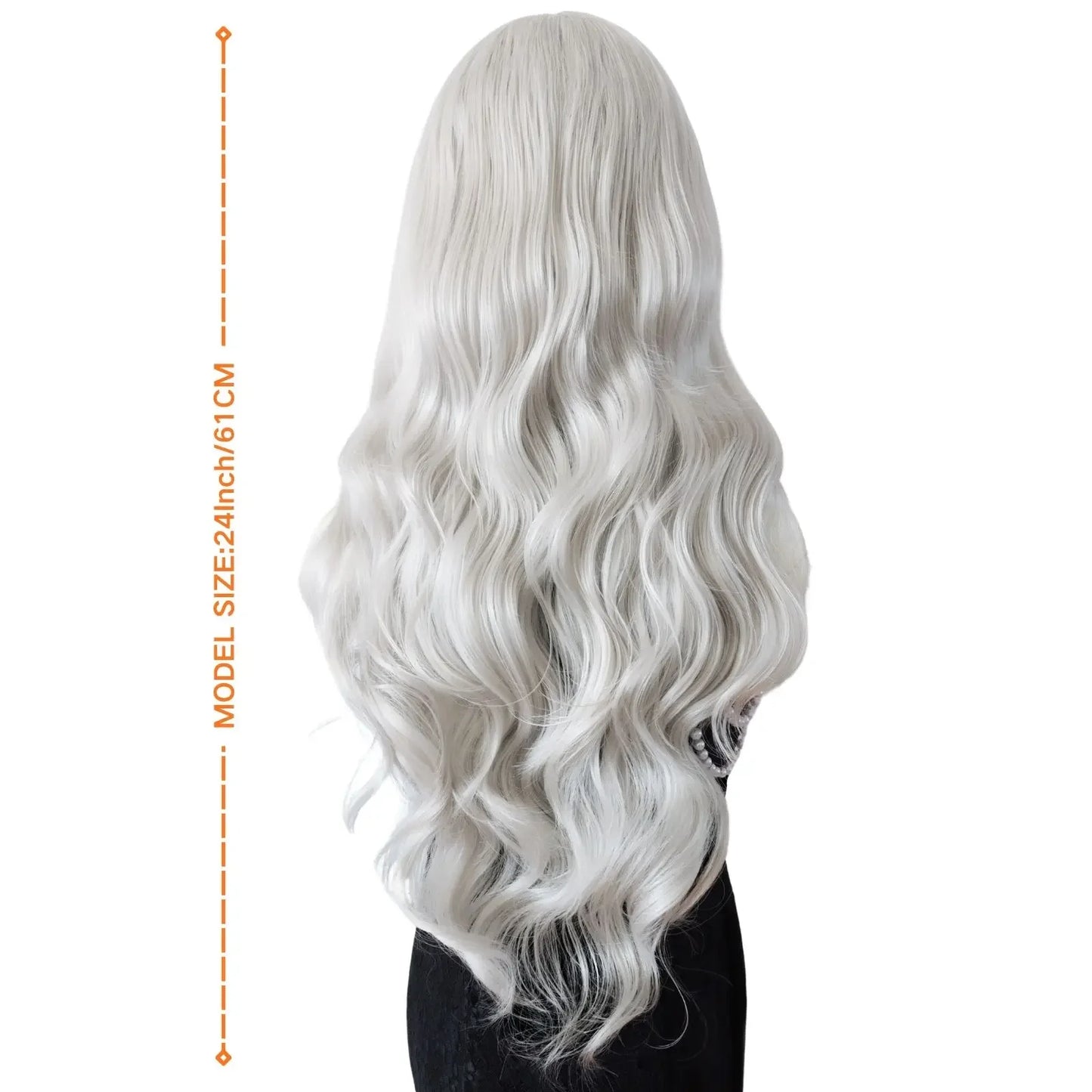 Long Wavy White Synthetic Lace Front Wig