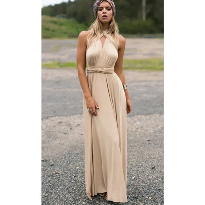 Multi-worn V-neck Vestidos De Fiesta Long Sexy Maxi Dress