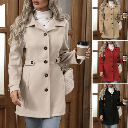 Autumn and Winter Solid Color Woolen Coat