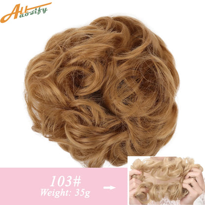 Natural Curly Messy Bun Hair Wigs