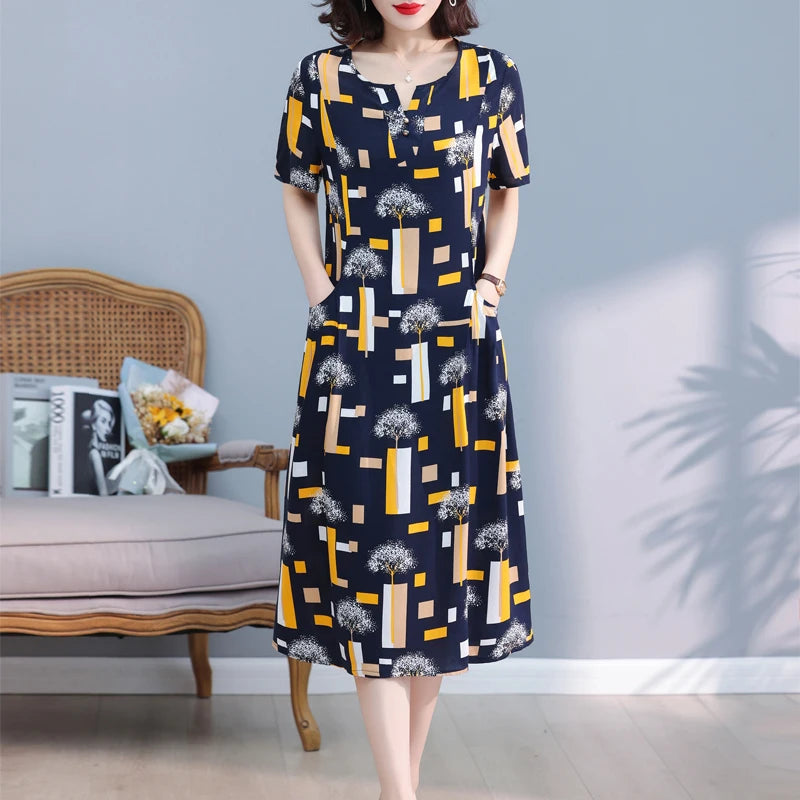 Bata informal de manga corta estilo boho, vestido largo