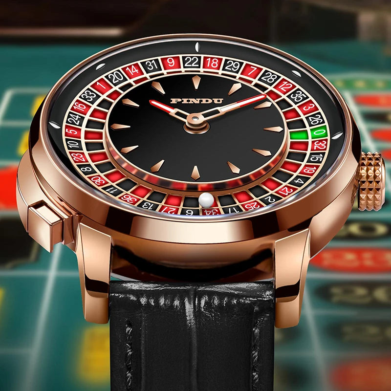 Russian Roulette Game 46MM Mechanical Sapphire Mirror Diamond Dial Watch
