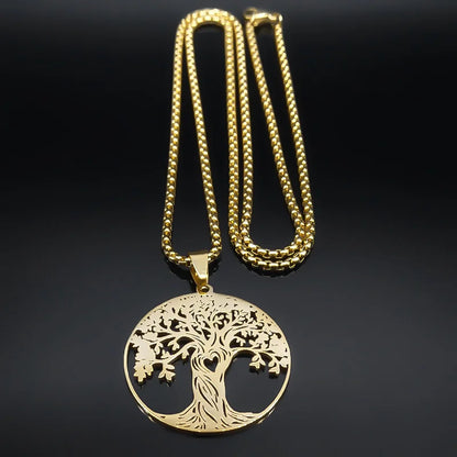 Aesthetic Tree of Life Love Heart Necklace