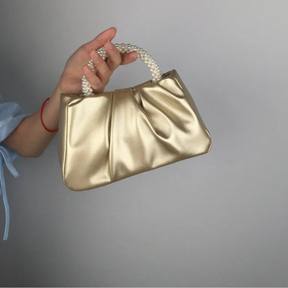 Pearl Handle Clutch Purse Handbags Luxury Square Shoulder Bags