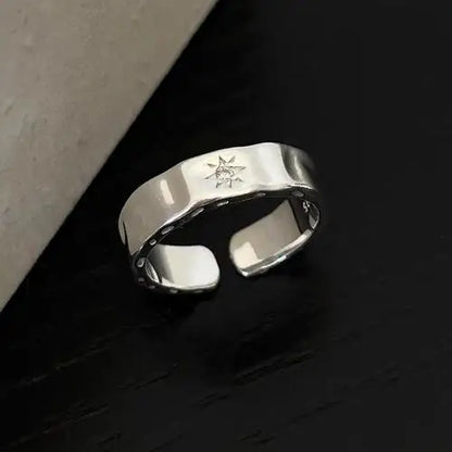 925 Sterling Silver Vintage Matte Frosted Lace Irregular Finger Rings
