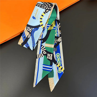 Zebra In Flowers Scarf Luxury Silk Scarf Hair Headband Foulard Skinny Scarves