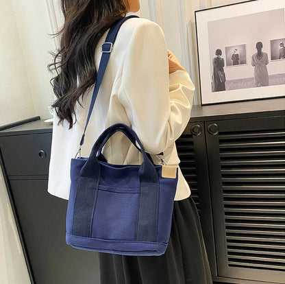 Casual Canvas Crossbody Adjustable Strap Tote Multiple Bag