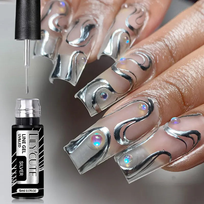 Super Bright Silver Metallic Liner Gel Nail Polish