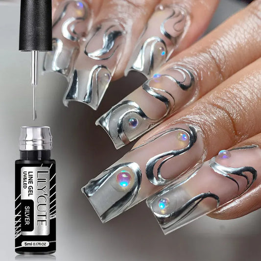 Super Bright Silver Metallic Liner Gel Nail Polish