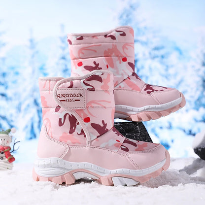 Snow Winter Plush Waterproof Fabric Non-Slip Rubber Sole Boots