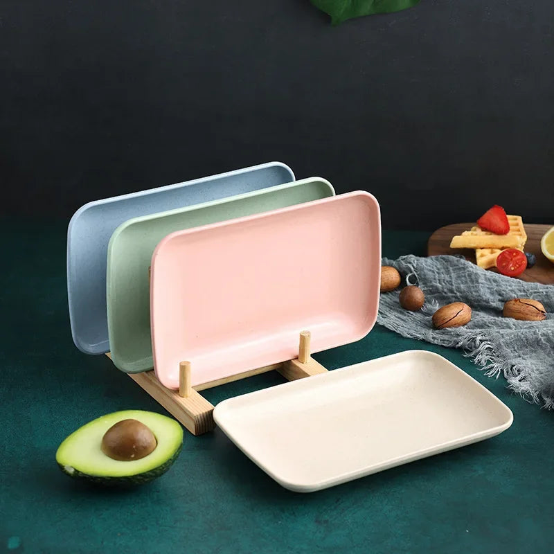Creative Wheat Straw Rectangular Plate