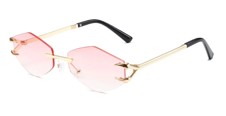 Retro Polygonal Rimless Irregular Square Sunglasses