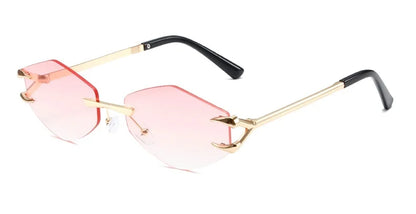 Retro Polygonal Rimless Irregular Square Sunglasses