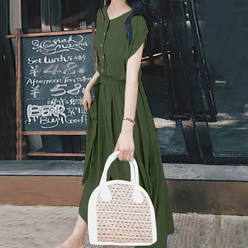 Short Sleeve Casual Mid-calf Dress