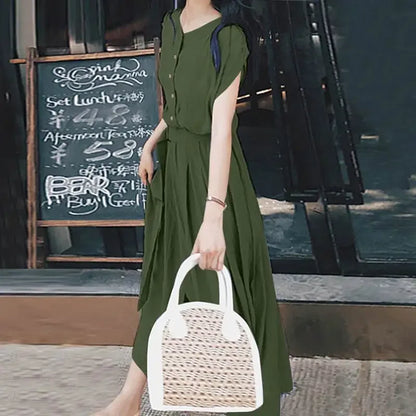 Short Sleeve Casual Mid-calf Dress