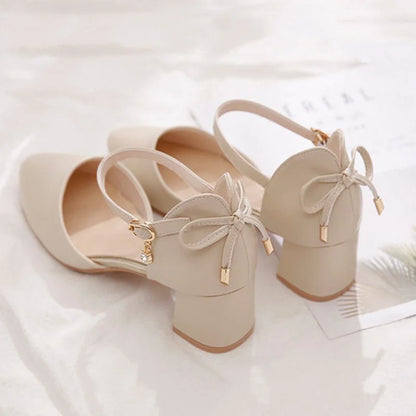 airy Style Thin-Strap High Heels Golden Buckle Shoes