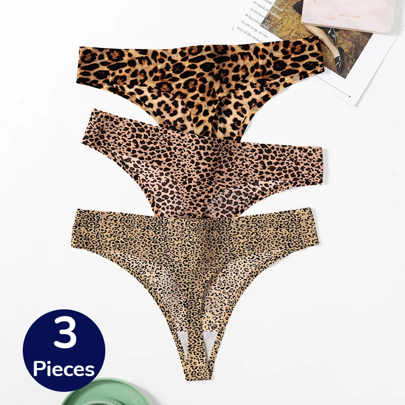 3PCS/Set Leopard Thongs Seamless Underwear Sexy Lingerie G-Strings