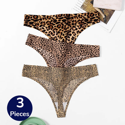 3PCS/Set Leopard Thongs Seamless Underwear Sexy Lingerie G-Strings