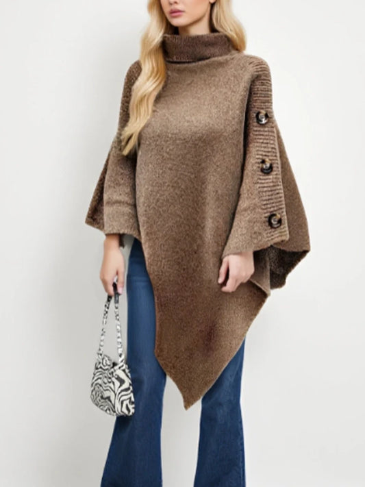 Autumn Winter Turtleneck Loose Pullover Shawl Long Casual Sweater