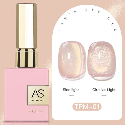 15ml Peachy Whimsy Pink Cat Eye Gel Nail Polish Glitter