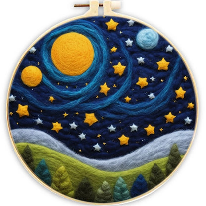 20x20cm Frame DIY Wool Needle Felting Starter Embroidery Kits