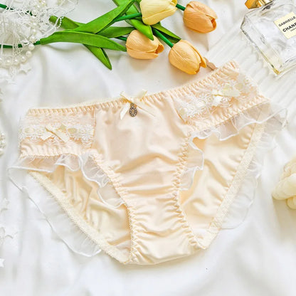 Lolita Cute Lovely Sweety Panties Milk Silk Breathable Elasticity Ruffle Underwear