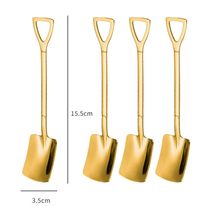 4pcs Stainless Steel Shovel & Point Spoons Set