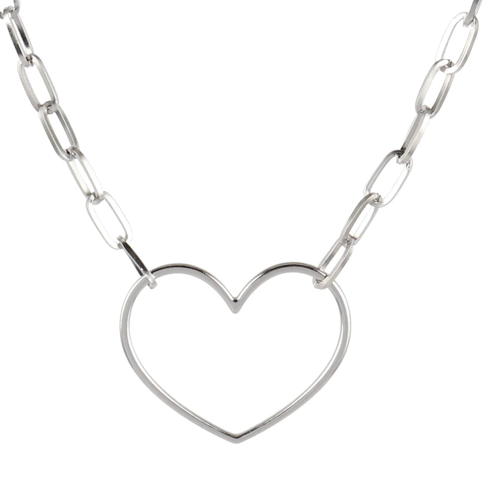 316L Stainless Steel Choker Heart Clavicle Chain Necklaces