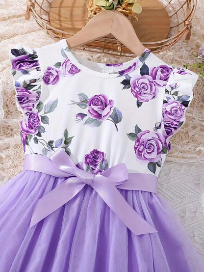 Small Flying Sleeve Printed Dress