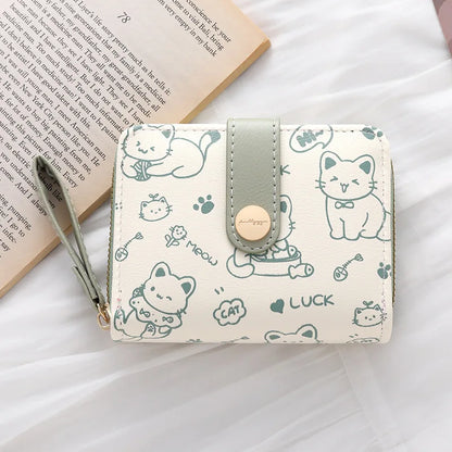 Cat Coin Short Wallet Leather Wallet
