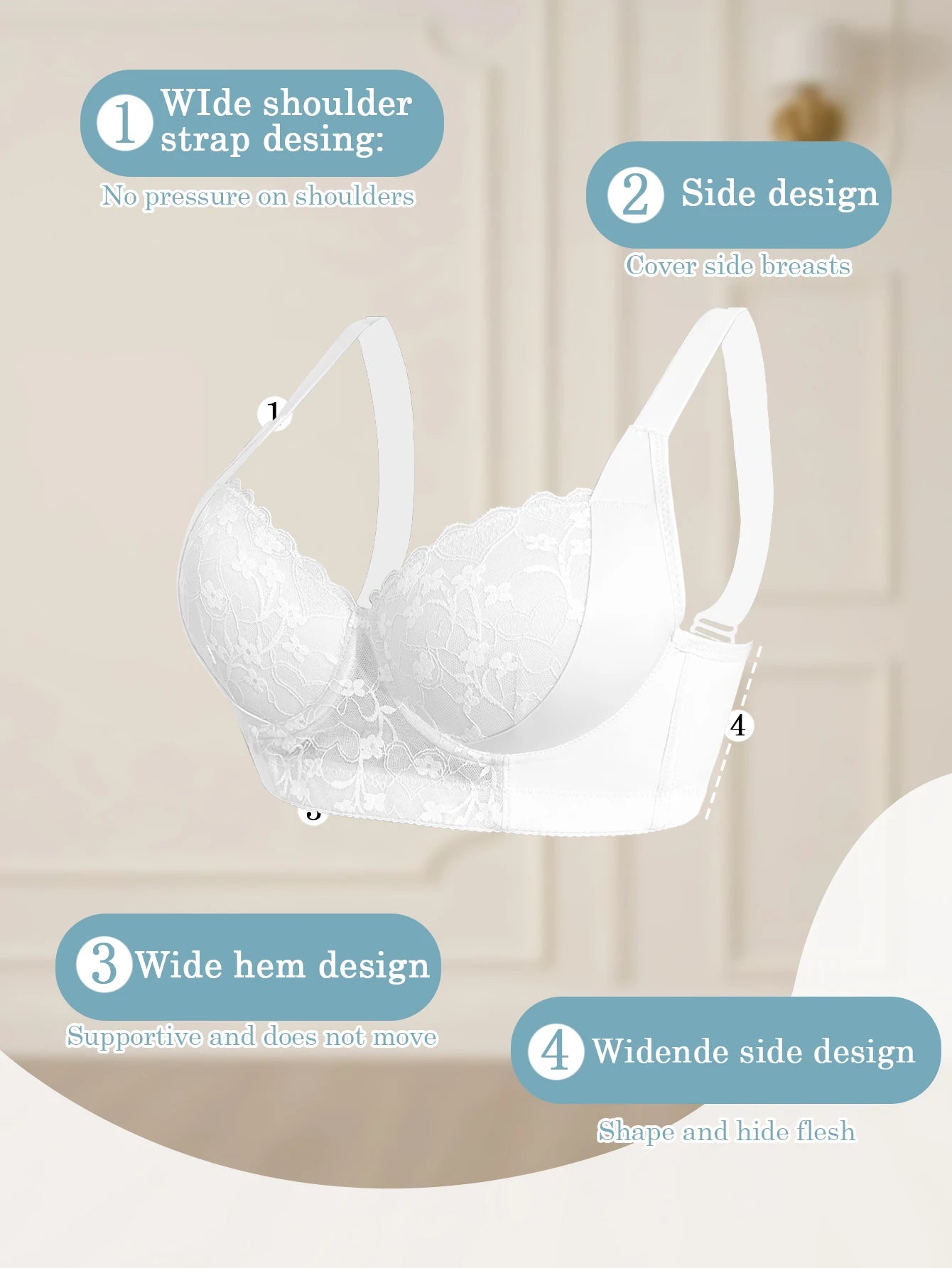 Sexy A B C D Cup Lace Bra Floral Splicing Bra Lingerie