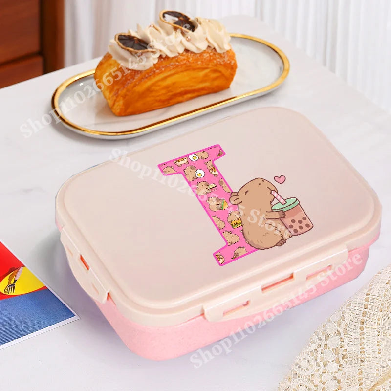 Capybara Cute Lunch Box Girls Capibara Letter A-Z Bento Box