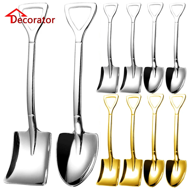 4pcs Stainless Steel Shovel & Point Spoons Set