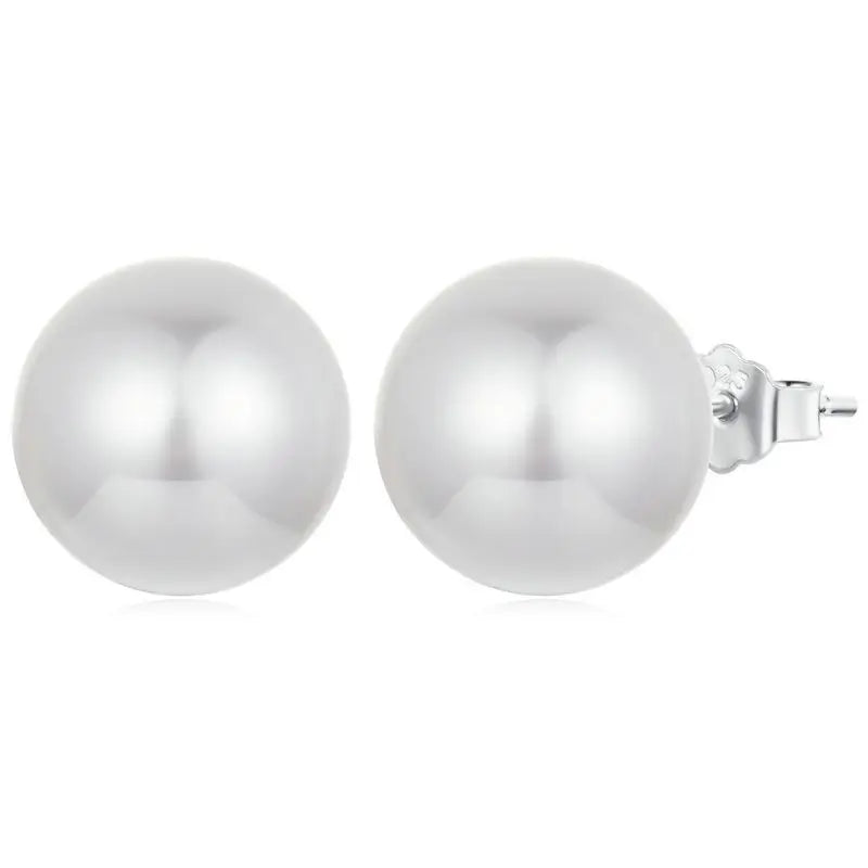 925 Sterling Silver Shell Pearl Shining Zircon Stud Earrings