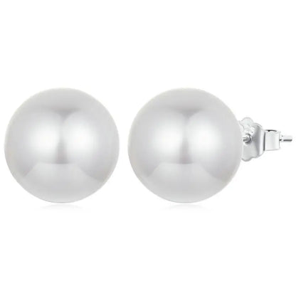 925 Sterling Silver Shell Pearl Shining Zircon Stud Earrings