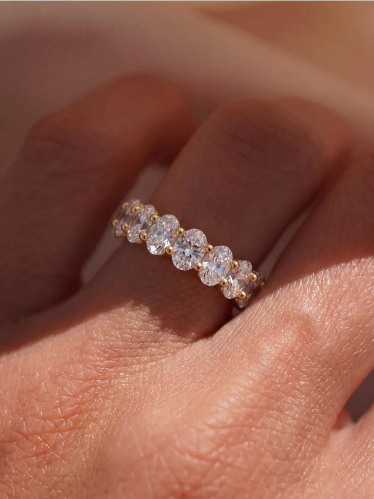 925 Sterling Silver Simplicity Classic Gorgeous Zircon Oval Ring