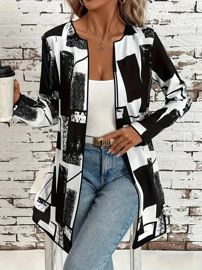 Spring and Autumn Plaid Print Casual Long Sleeve Thin Jacket