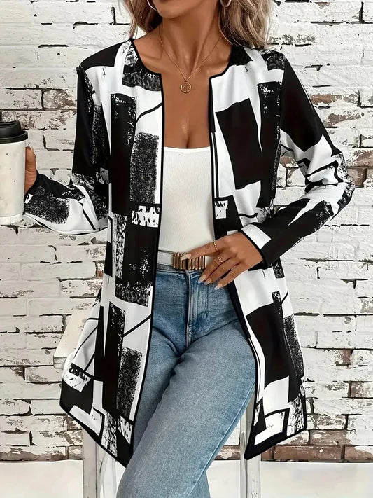 Spring and Autumn Plaid Print Casual Long Sleeve Thin Jacket