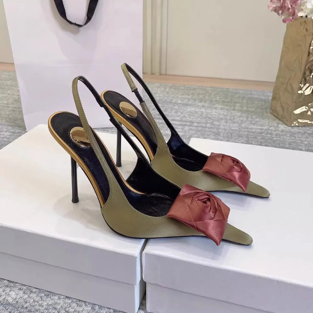 Pointed Flower Stiletto Back Trip Sexy High Heels Sandals