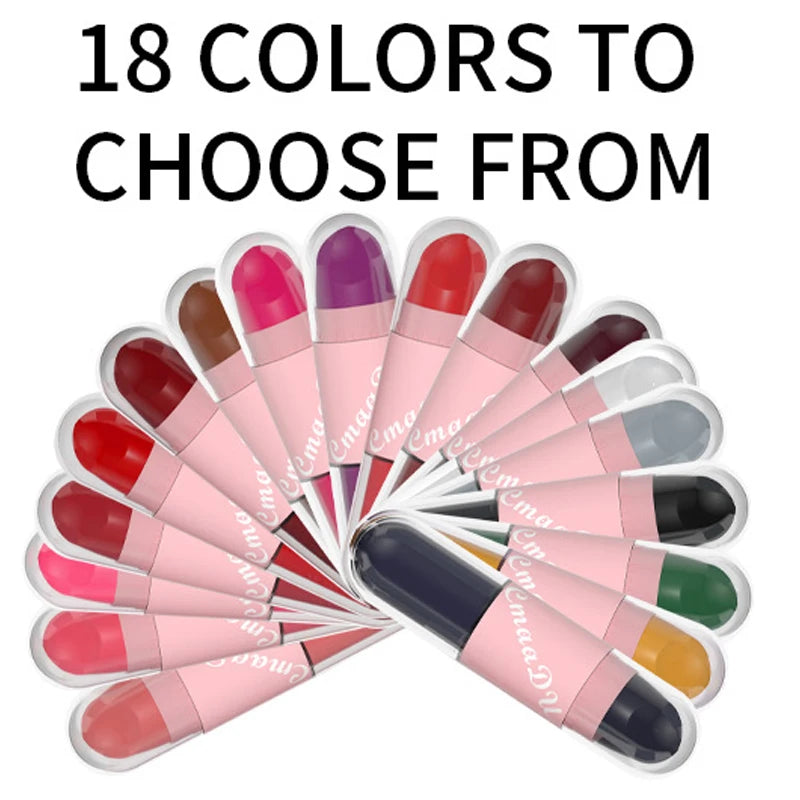 18 Colors 2 in 1 Matte Liquid Purple Lip Glaze Lipsticks