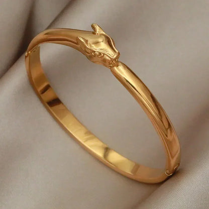 Stainless Steel Metal Crystal Leopard Bangles bracelets