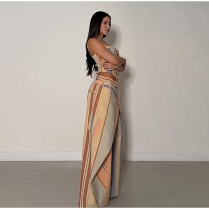 Sexy Print Vest Pants Beach Slash Set